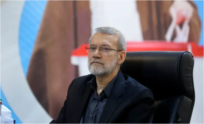 علي لاريجاني مستشار الزعيم الأعلى الإيراني خلال اجتماع رسمي