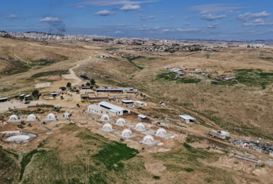 صورة جوية لمزرعة كيدار الاستيطانية في الضفة الغربية المحتلة