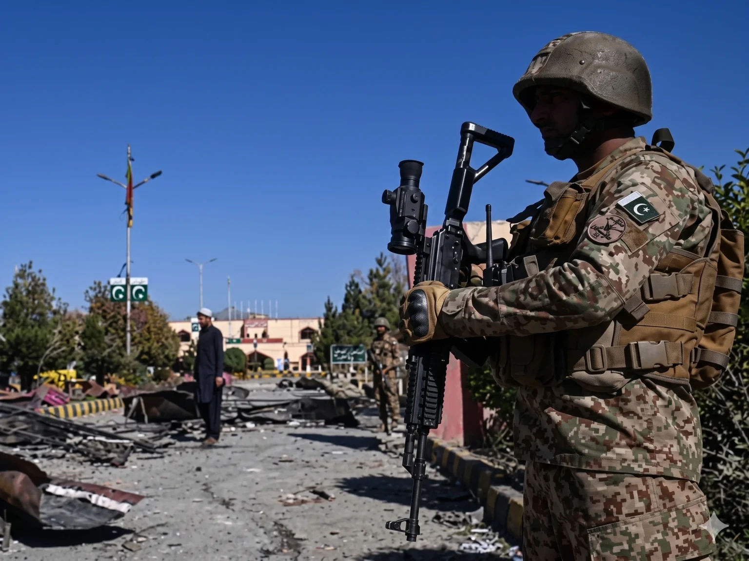 التوتر على الحدود الباكستانية الأفغانية وقوات أمن باكستان في موقع أمني