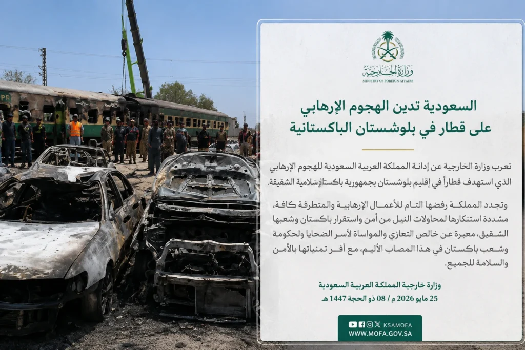 آثار الهجوم الإرهابي على القطار في بلوشستان الباكستانية