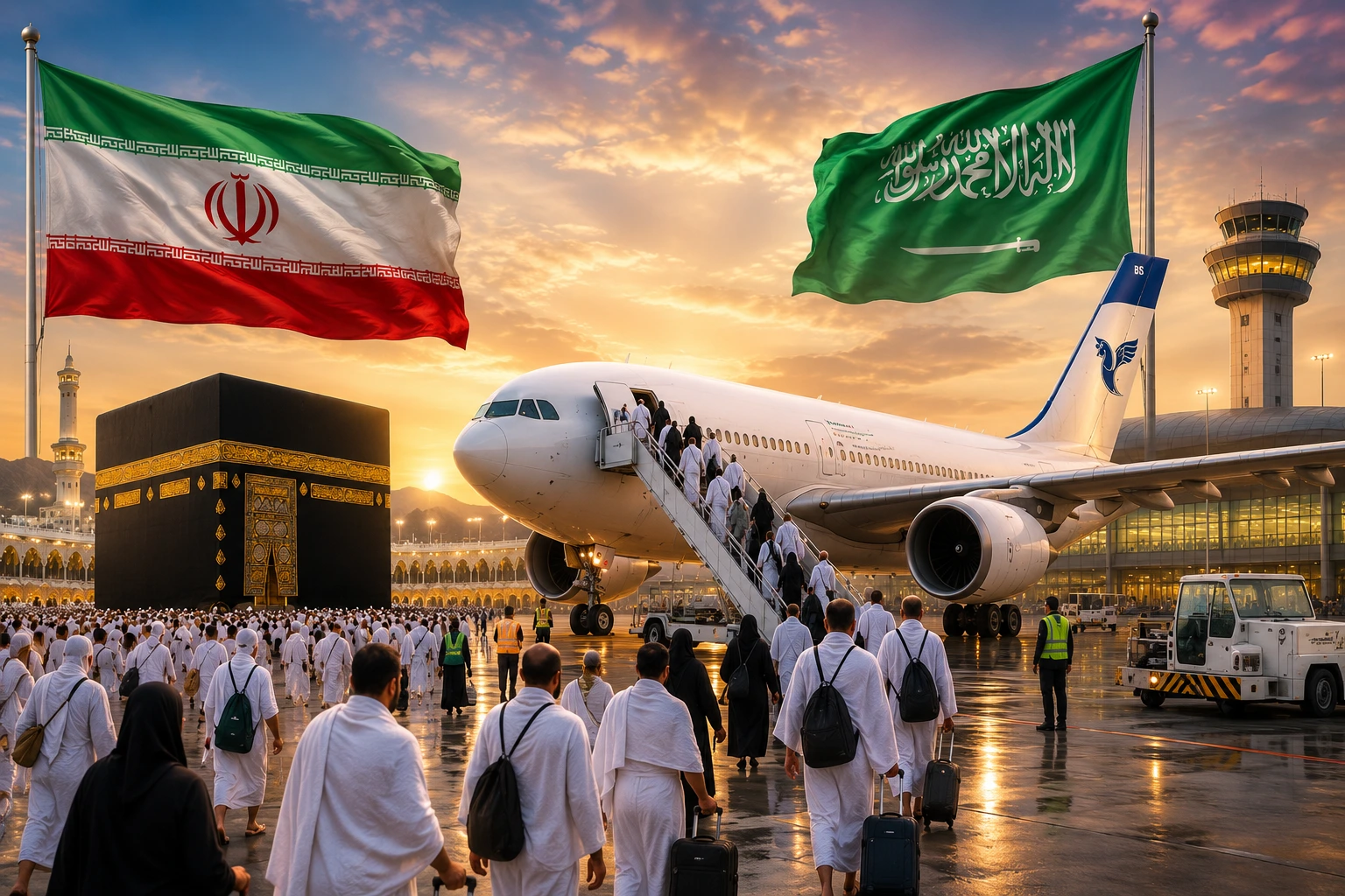 استئناف رحلات الحجاج عبر مطار طهران Tehran Airport Reopens بين إيران والسعودية