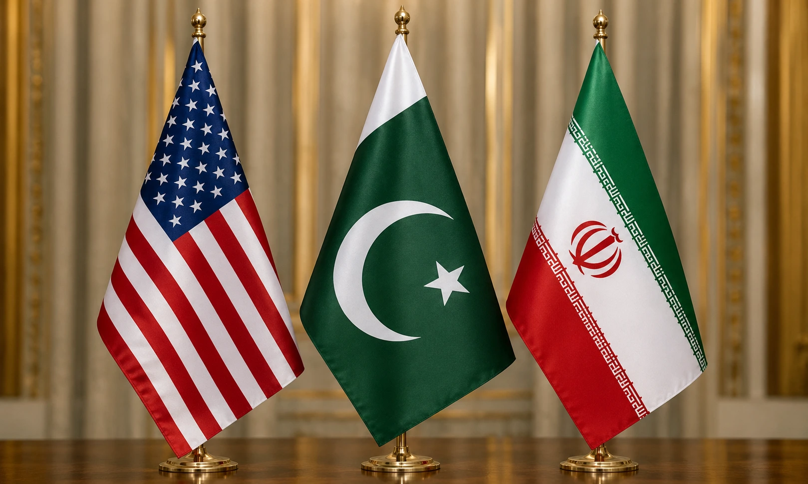 أعلام باكستان والولايات المتحدة وإيران Pakistan US Iran Diplomatic Relations