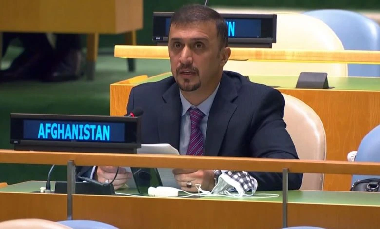 نصير أحمد فايق خلال مشاركته في جلسة بالأمم المتحدة ممثلاً لأفغانستان - Nasir Ahmad Faiq at the United Nations