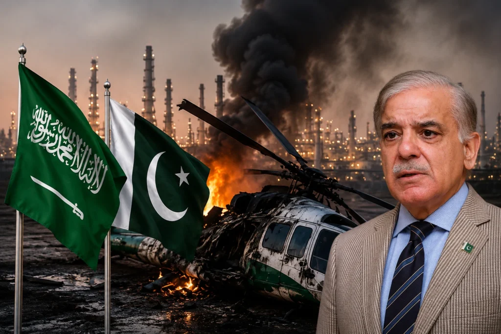 رئيس الوزراء الباكستاني شهباز شريف يعزي السعودية بعد حادث مروحية أرامكو - Pakistan PM condoles Saudi Arabia over Aramco helicopter crash