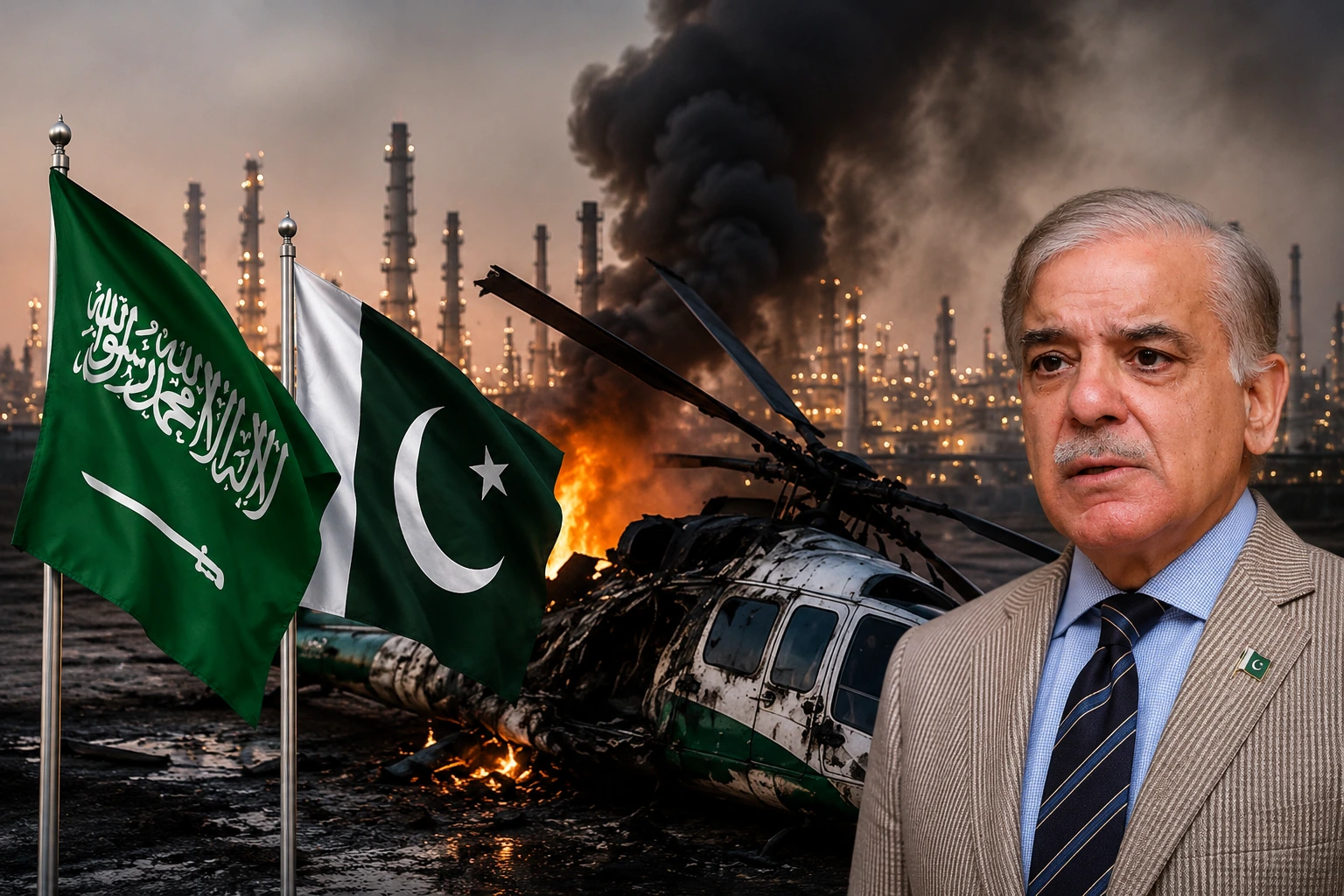 رئيس الوزراء الباكستاني شهباز شريف يعزي السعودية بعد حادث مروحية أرامكو - Pakistan PM condoles Saudi Arabia over Aramco helicopter crash