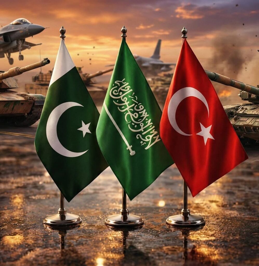 أعلام باكستان والسعودية وتركيا ترمز إلى التعاون الدبلوماسي في الشرق الأوسط Pakistan Saudi Arabia Türkiye Diplomacy