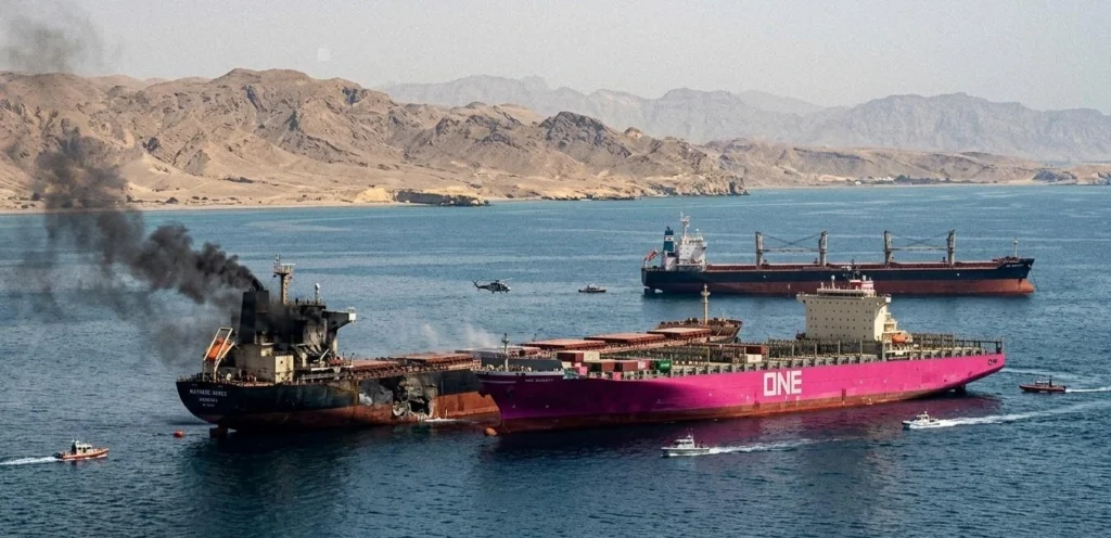 مقتل 6 في هجوم على سفينة بالبحر الأحمر وأمريكا تضرب أخرى في خليج عمان
