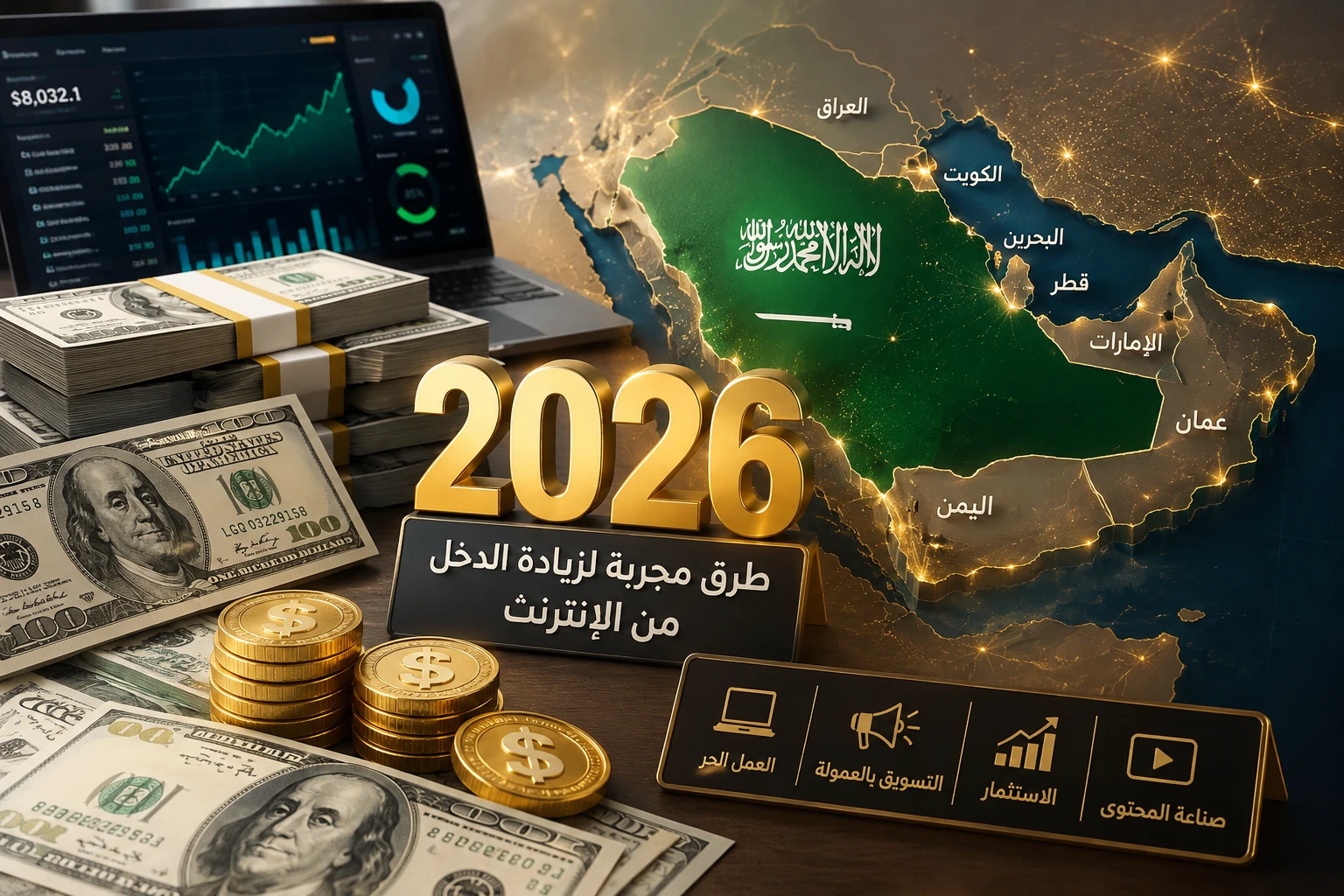 كيف تزيد دخلك الشهري من الإنترنت؟ أفضل 7 طرق لتحقيق دخل إضافي في 2026