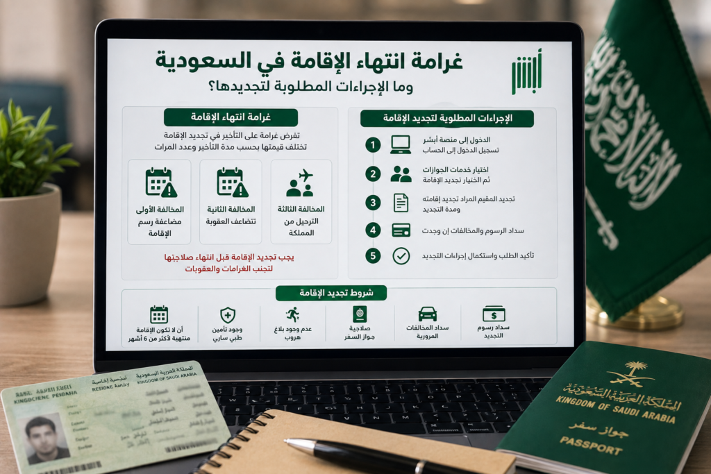 غرامة انتهاء الإقامة في السعودية والإجراءات المطلوبة لتجديدها