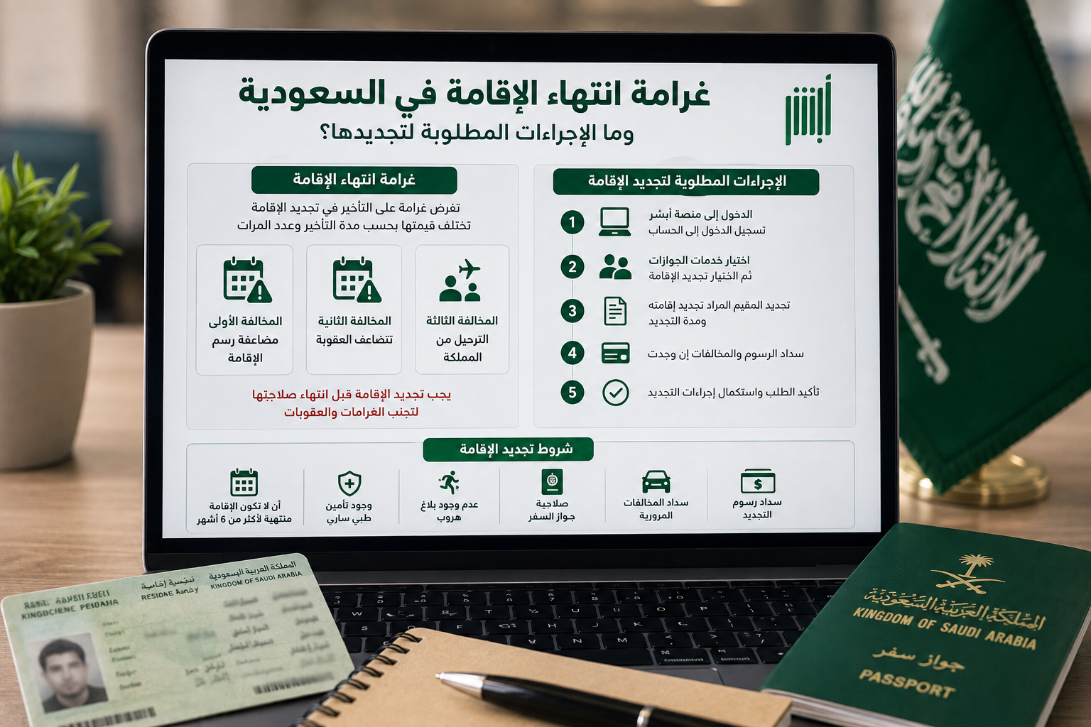 غرامة انتهاء الإقامة في السعودية والإجراءات المطلوبة لتجديدها