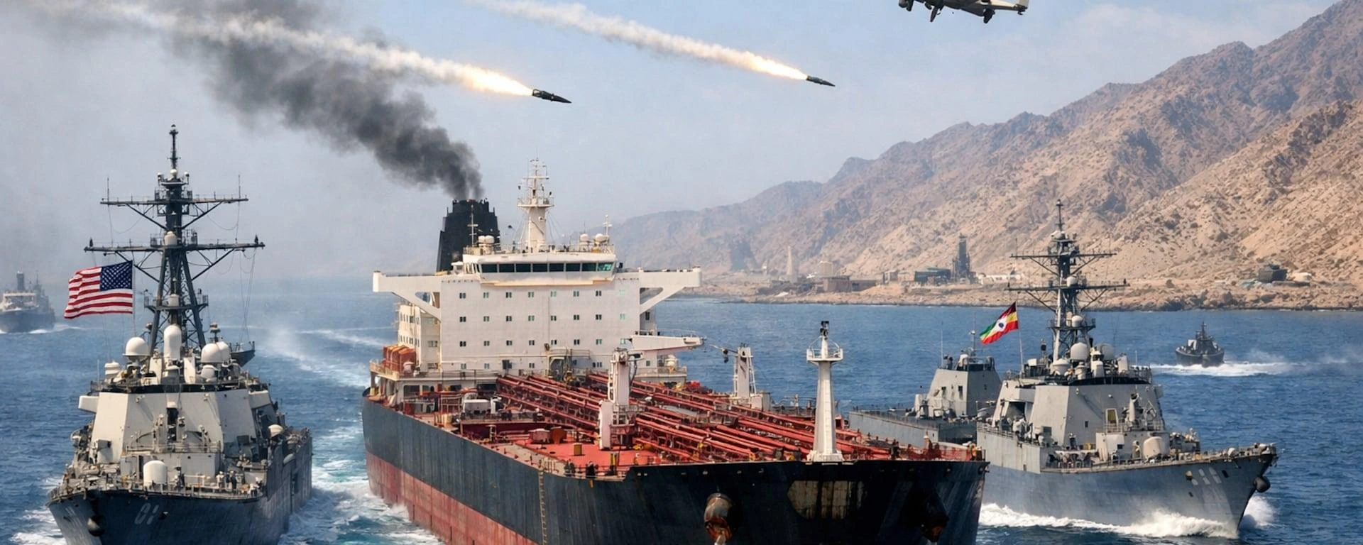 صاروخ كهروبصري إيراني واستهداف سفن أمريكية قرب مضيق هرمز | Iranian Electro-Optical Missile Targeting US Ships